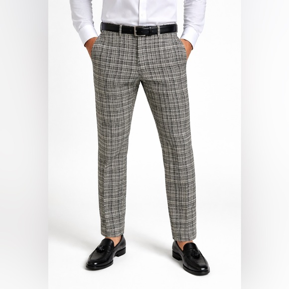 Sebastian Cruz Couture Bouclé Tweed Trousers Slim Black White Men 32x28 Designer